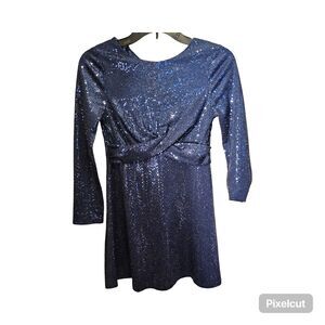 Speechless SIZE 12 Navy Silver Sparkle Girl's Dress